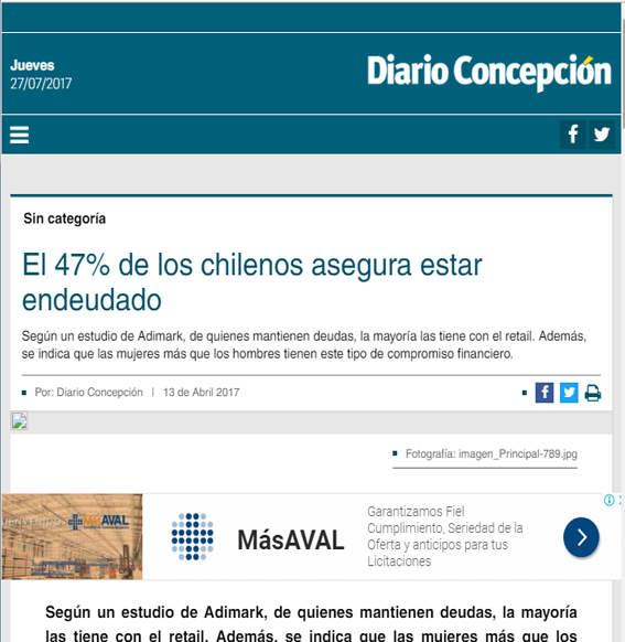 47% de los chilenos asegura estar endeudado